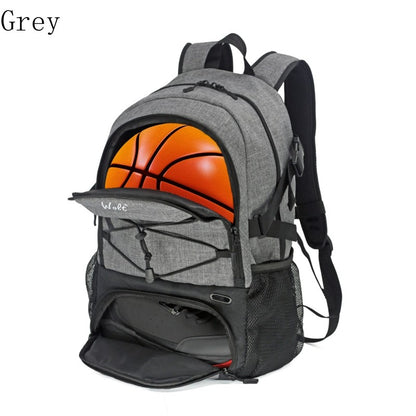 Mochila de basquete grande, bolsa esportiva com compartimento separado para bolas, compartimento para tênis de basquete, futebol, vôlei, natação, academia, viagens