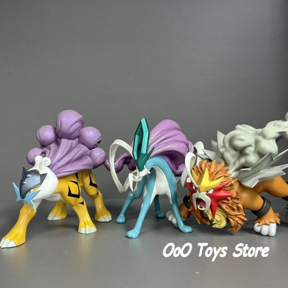 9,5cm Anime Pokémon Figura Três Figuras de Ação Sagradas Estátua de PVC Enfeite de Mesa Modelo Colecionável Brinquedos Presentes