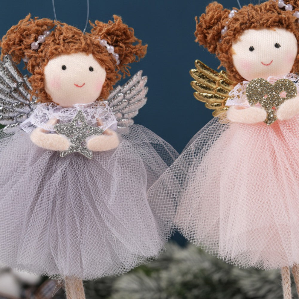 Christmas plush antlers angel girl pendant Christmas tree pendant creative doll pendant gift