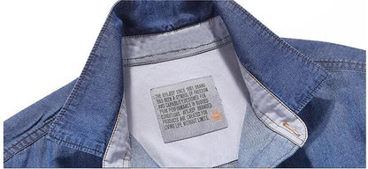 Men Multi pockets Blue Denim Shirts New Summer Male Short Sleeve Tooling Shirts High Quality Men Cotton Casual Jeans Shirts 4XL