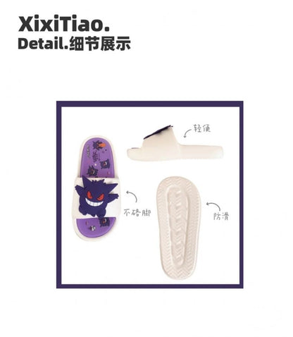 Kawaii Pokemon Anime Peripherals Gengar Cartoon Outdoor Sandals Summer Home Shoes Flip Flops Birthday Gift