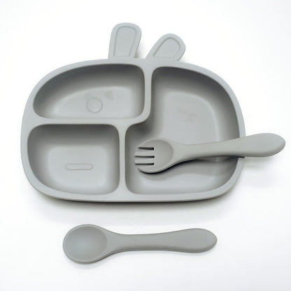 3pcs Children's silicone dinner plate set one-piece suction cup complementary plate compartment plate eating training