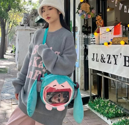 Bolsa de Ombro Hatsune Nova Mochila Fofa Anime Menina Pelúcia Desenho Animado Kawaii Mochila Escolar Bolsa Infantil Presentes Brinquedos
