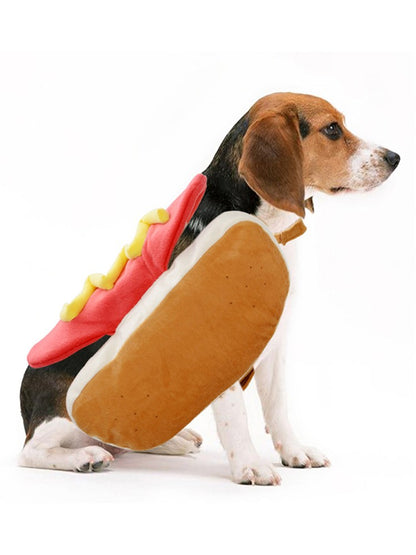 Roupa de Cachorro Hot Dog Para Pets Fantasia Engraçada de Salsicha de Dachshund para Inverno Quente