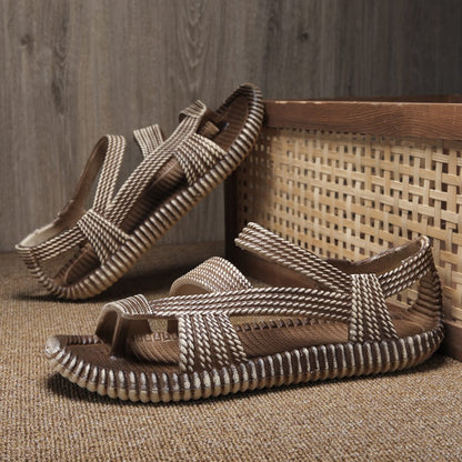 Retro Summer Sandals Men Cheap Woven Flat Sandal Man Lightweight Non-slip Outdoor Beach Shoes Men's Flip-flops sandalias hombre