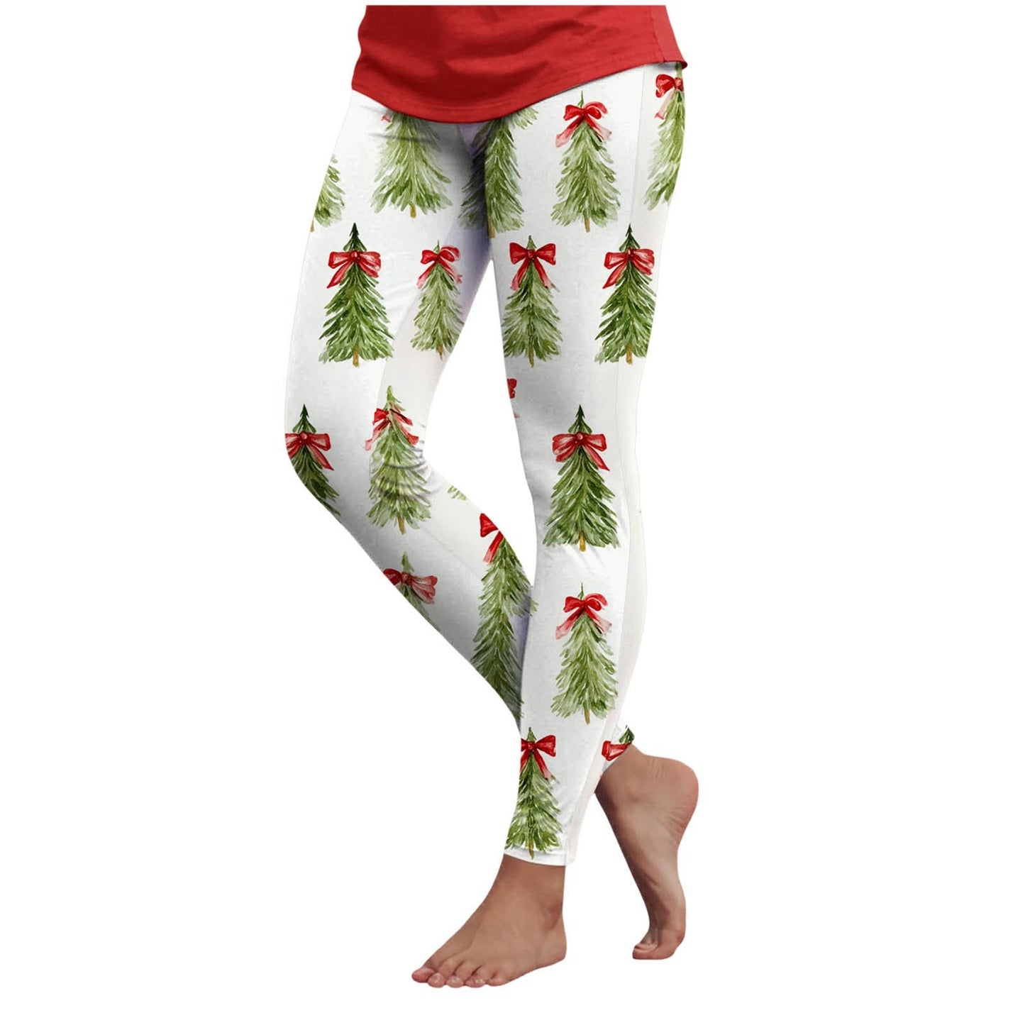 3d Cartoon Pattern Christmas Women's Leggings High Waist Slim Stretch High Waist Tights New Year Home Party Pant Bottom Legging