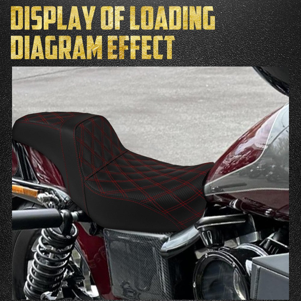 Assento Duplo de Couro para Piloto e Passageiro Dianteiro Traseiro de Motocicleta para Harley Dyna 2006-2017 Fat Bob Low Rider FLD