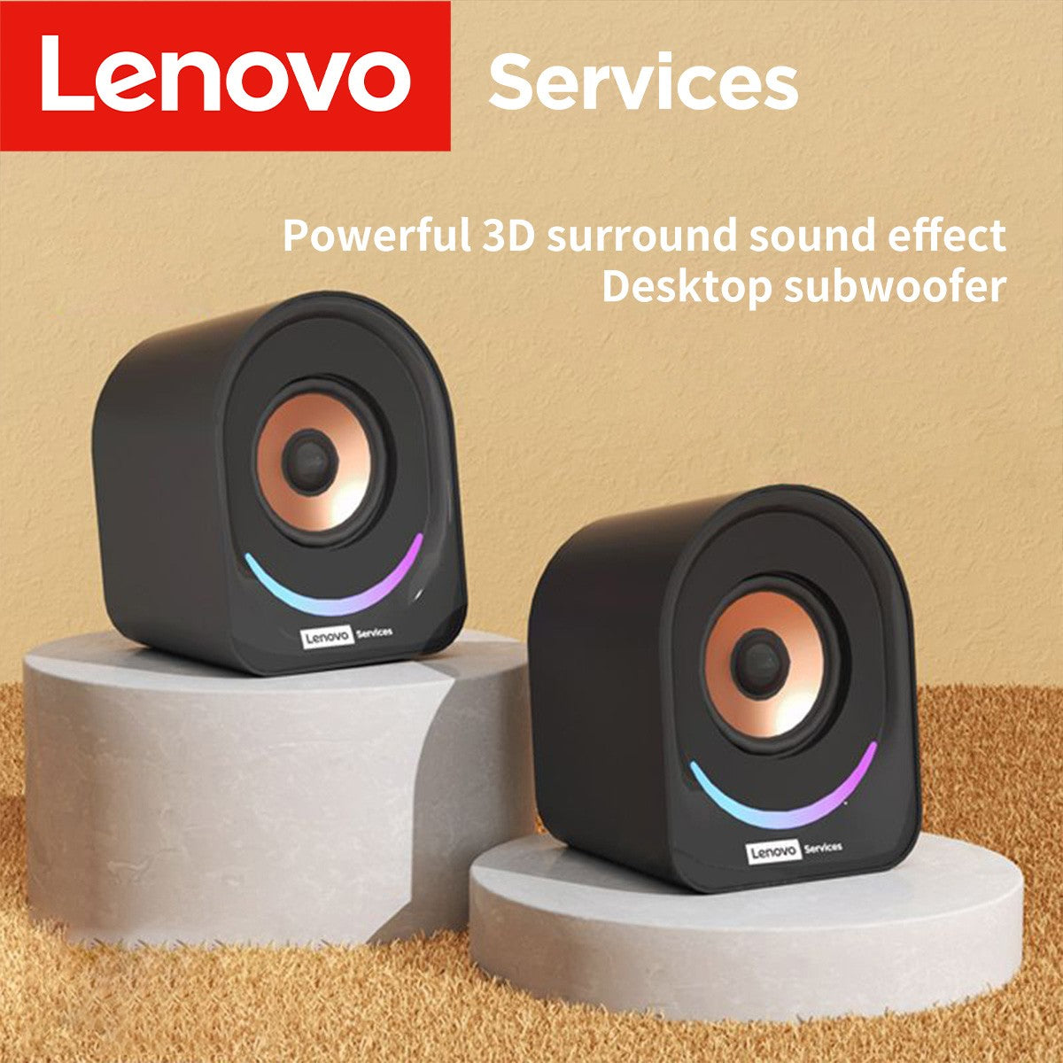 Caixas de som Lenovo para desktop, portáteis, pequenas, para computador, desktop, notebook, residenciais, com fio, mini caixas de som multimídia pequenas para desktop/notebook