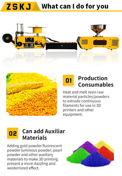 HT400 Extruder 3d Filament Maker 3D Filament Extruder Machine Desktop 3D Printing Consumables Extruder 1.75mm 2.85mm 3mm Nozzles