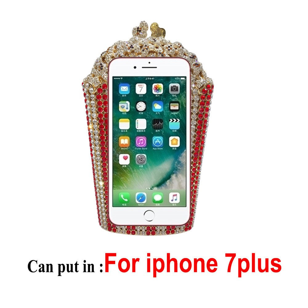 XIYUAN Popcorn Crystal Clutch Bags MINI Metal Box Minaudiere Purses Wedding Party Dinner Handbags Rhinestone Clutches Bags Gift