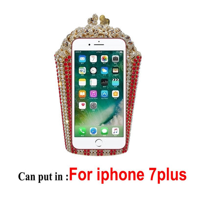 XIYUAN Popcorn Crystal Clutch Bags MINI Metal Box Minaudiere Purses Wedding Party Dinner Handbags Rhinestone Clutches Bags Gift