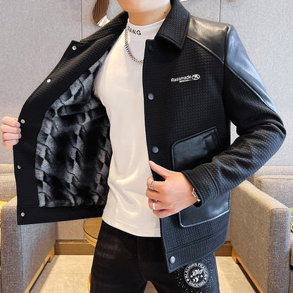 Korean Winter Jacket for Men Thickened and Warm Wool Blends Jacket Casual Business Streetwear Overcoat Social Men Clothing 2023