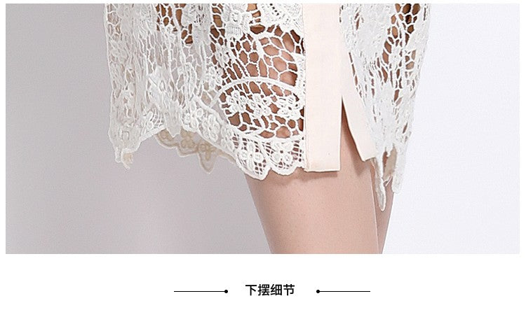 Quality Summer Beaded Diamonds Embroidery Beige White Lace Evening Dress Women S