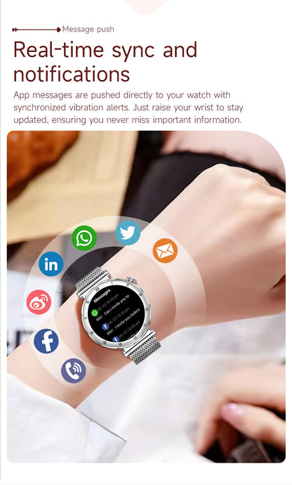 LIGE New Ultra Thin Smart Watch Women Screen Always Display Time Diamond Luxury Bracelet Voice Calling AMOLED Smartwatch Ladies