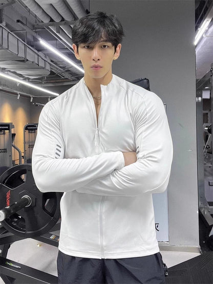 Men's American Long - sleeve Fitness Outerwear for Cycling, Running, Training – Quick - dry, Slim - fit, Elastic