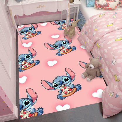 MINISO Stitch Cartoon Area Rug Blue Pink Living Room Decor Carpet Bedroom FloorMat Soft Comfy Rug for Disney Lovers Kids PlayMat