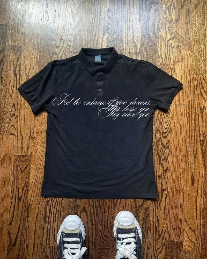 Harajuku Retro Striped Letters Fashionable Loose Cotton T-shirt Men Y2K High Street Fashion Clothing Punk Casual Short Sleeves