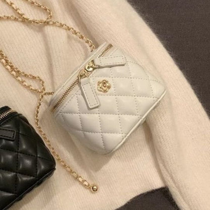 New Mini Quilted Chain Diamond Checkered Women's Crossbody Bag Fashion Mini Handbag  PU Leather Woman's One-shoulder Small Bag
