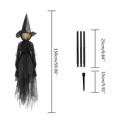 Light-Up Witches with Stakes Halloween Decorations Outdoor Holding Hands Screaming Witches Sound Activated Sensor Decor