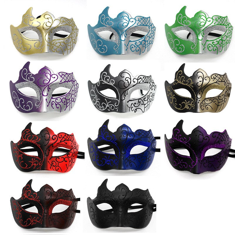 2Pcs Men Women Half Face Masks Couple Masks Sexy Painted Masquerade Mask Wedding Carnival Performance Costume Prom Party Supply