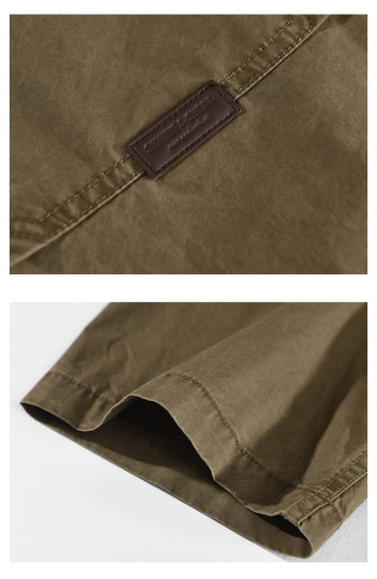 Summer Short Sleeve Cargo Shirts For Men American Work Attire Retro Absorbent Pure Cotton Shirt Double Chest Pockets