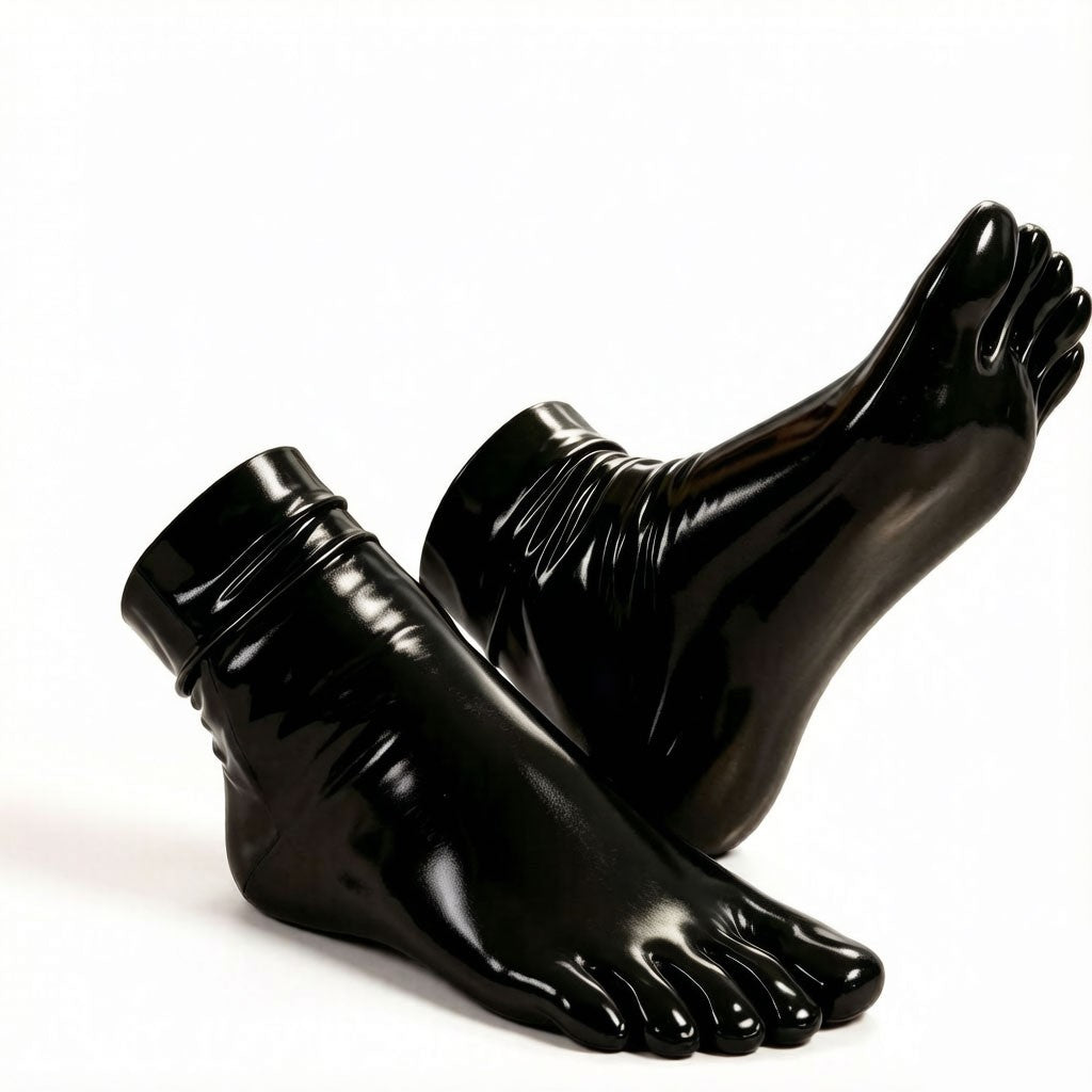 Black Rubber Footed Long Stockings Short socks Elastic Separate Five Toe