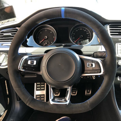 Capa de Volante de Carro Personalizada Costurada à Mão Trançada Camurça para Volkswagen Golf 7 GTI Golf R MK7 VW Polo GTI Scirocco 2015 2016