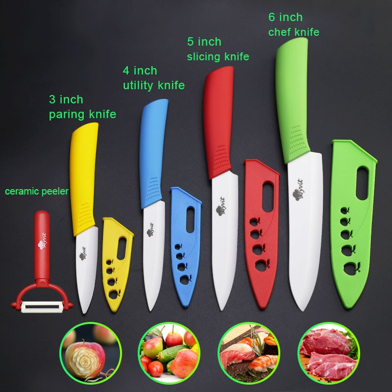 Conjunto de Facas de Cerâmica para Cozinha Profissional Faca de Cerâmica 3 4 5 6 Polegadas Faca de Descascar Frutas à Prova de Ferrugem para Fatiar Cortar Legumes