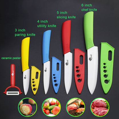 Conjunto de Facas de Cerâmica para Cozinha Profissional Faca de Cerâmica 3 4 5 6 Polegadas Faca de Descascar Frutas à Prova de Ferrugem para Fatiar Cortar Legumes