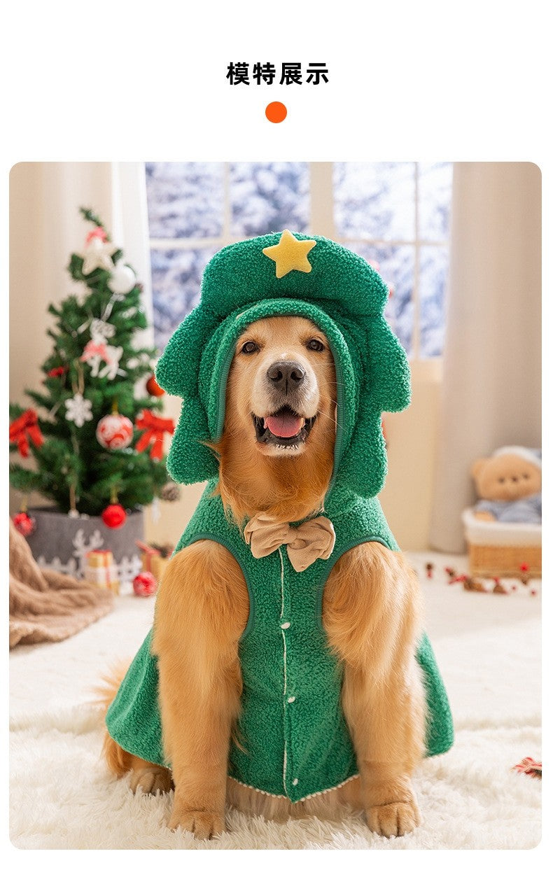 Roupas de Natal para Cães de Inverno Desenho Animado Vestido Médio e Grande Porte Golden Retriever Cão Grande Capa de Duas Pernas Vestido de Transformação