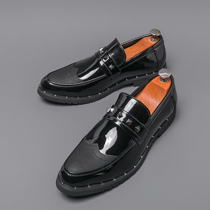 Men Loafers PU Splicing Low Heel Professional Classic Business Banquet Men Shoes Size 38-46