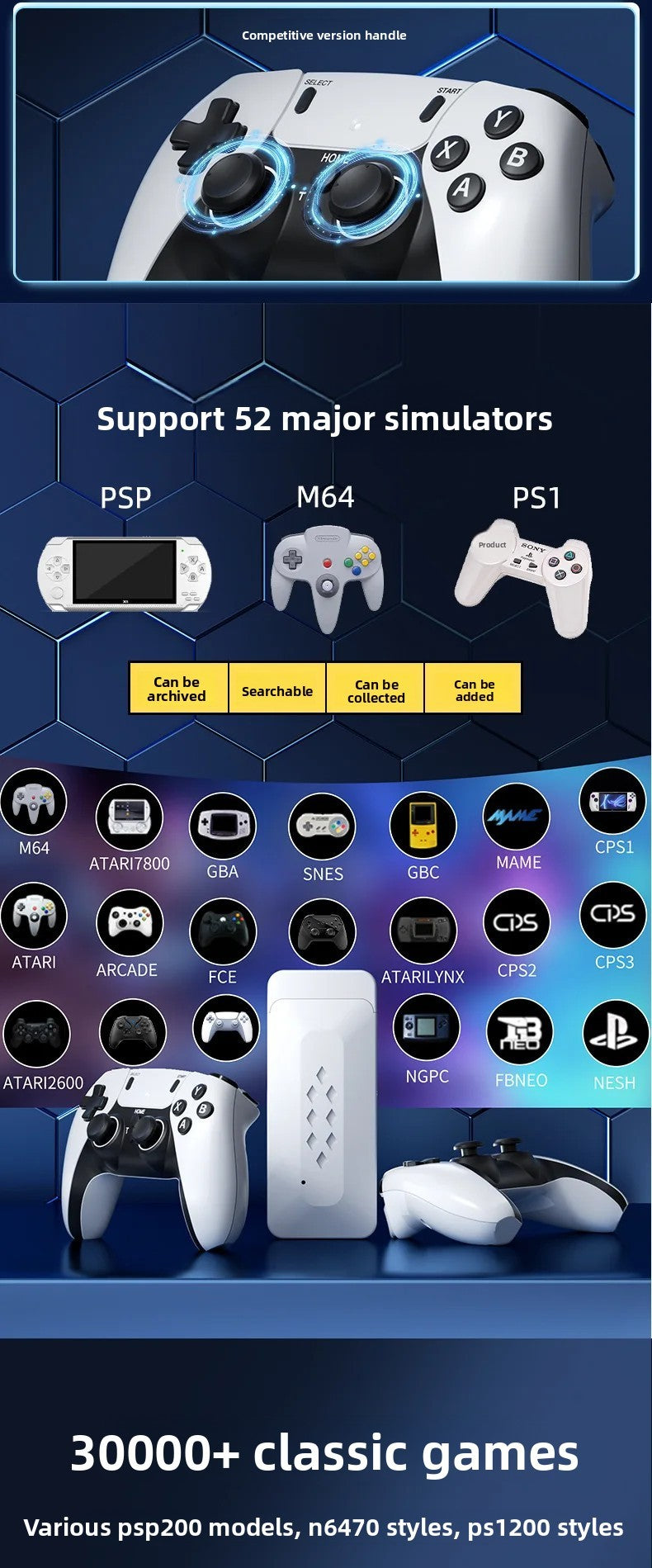 New M22 Wireless Retro Style Dual Player Game Console TV Connection High Definition Simulation Game Controller Home Use