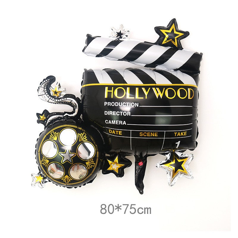 2Pcs Cinema Festival Theme Aluminum Film Balloons for Movie Night Birthday Photo Props Party Decoration