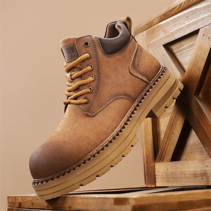 New Men's Casual High-top Boots, Anti-slip and Wear-resistant Thick-soled Height-increasing Shoes, Street Retro Work Boots