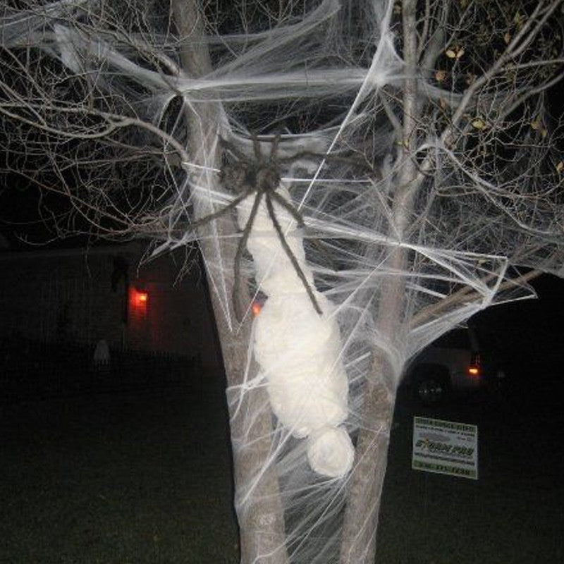 Artificial Spider Web Halloween Decoration Scary Party Scene Props White Stretchy Cobweb Horror House Home Decora Accessories