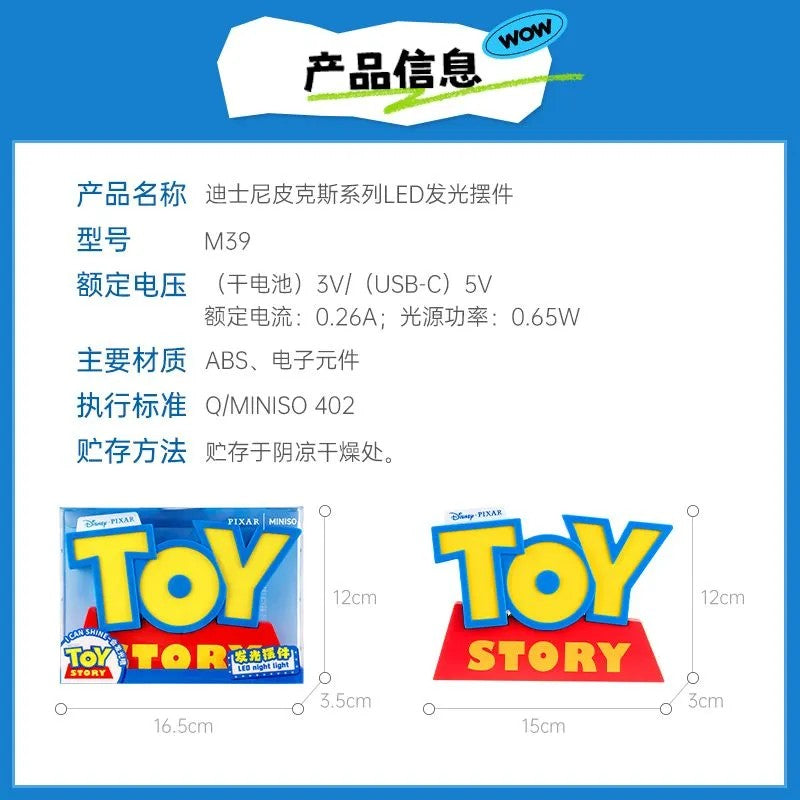 Anime Toy Story Toy Story 3D Logo Luminária Noturna LED Enfeites Luminosos Decoração de Mesa Modelo de Figura Desenho Animado Presente de Aniversário para Festa