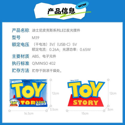 Anime Toy Story Toy Story 3D Logo Luminária Noturna LED Enfeites Luminosos Decoração de Mesa Modelo de Figura Desenho Animado Presente de Aniversário para Festa
