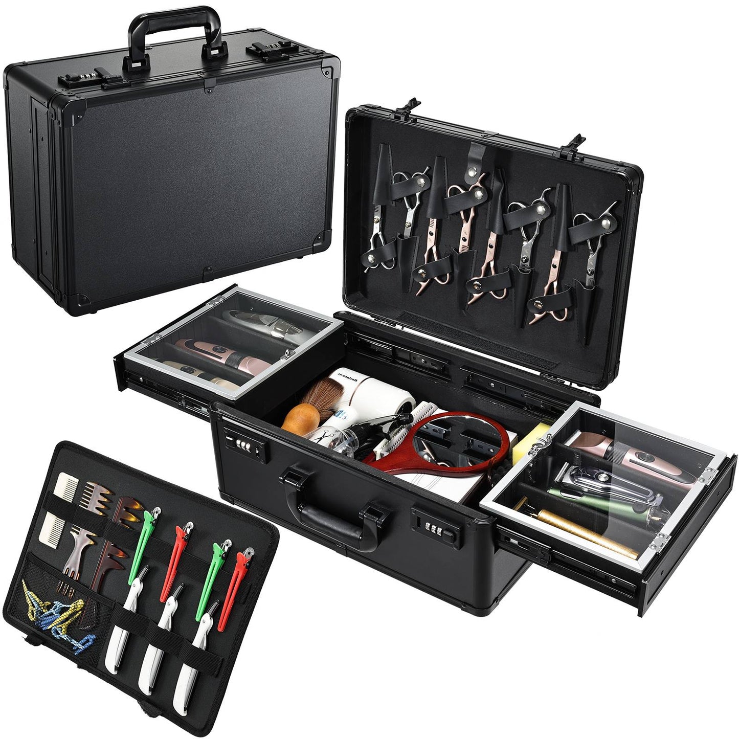 Maletas para Máquinas de Cortar Cabelo e Suprimentos Organizador de Ferramentas de Cabelo Maleta de Barbeiro para Viagem Maleta de Suprimentos Profissionais para Barbeiro