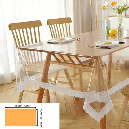 Tablecloth, Thin Transparent Plastic, Oil-Proof Wiping Tablecloth for Dining Tables, Parties, Camping(Odorless)