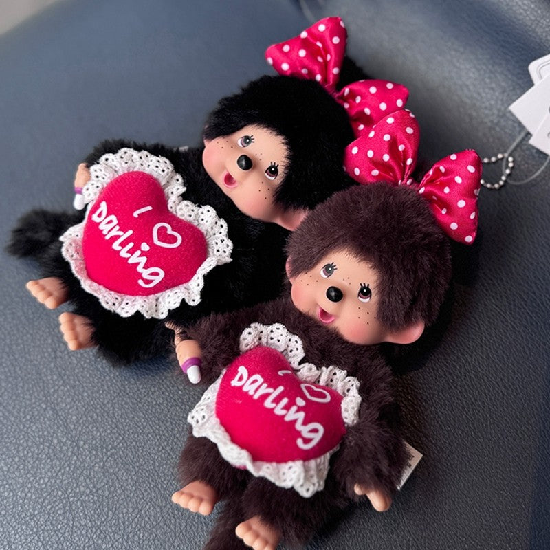 Kawaii Monchichi Doll Figure Keychain Furry Chimutan Monchhichi Figurines Hanger Pendant Bags Charm Accessories Small Gift