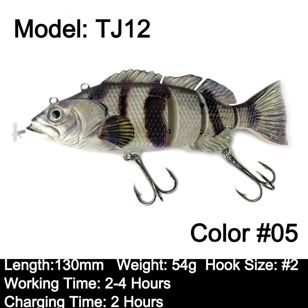 Iscas Robóticas de Natação 130mm 4 Segmentos Swimbait 35/54g Pesca Auto Elétrica Wobblers Recarregável USB Luz LED Para Baixo e Lúcio