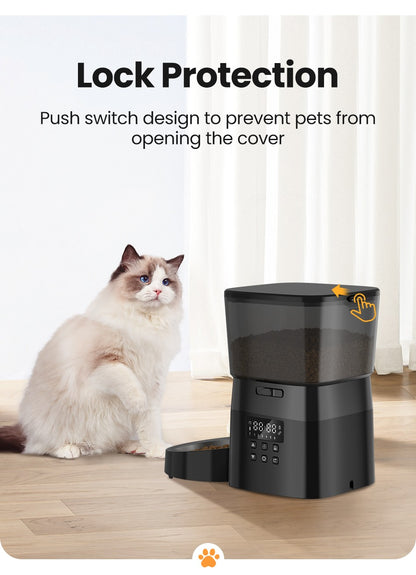 ROJECO Alimentador Automático de Animais de Estimação Versão com Botão Acessórios para Dispenser Automático de Comida para Gatos Alimentador Inteligente para Gatos e Cães Comida Seca