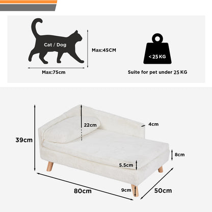Cama Elevada para Pets Sofá de Cachorro Gato com Pernas de Madeira Sólida para Ambientes Internos Sofá em L de Pelúcia com Almofada Macia