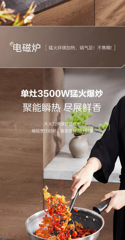 YJQ 7000W knob fire induction cooker household double stove embedded electric ceramic cooker one flat and one concave desktop