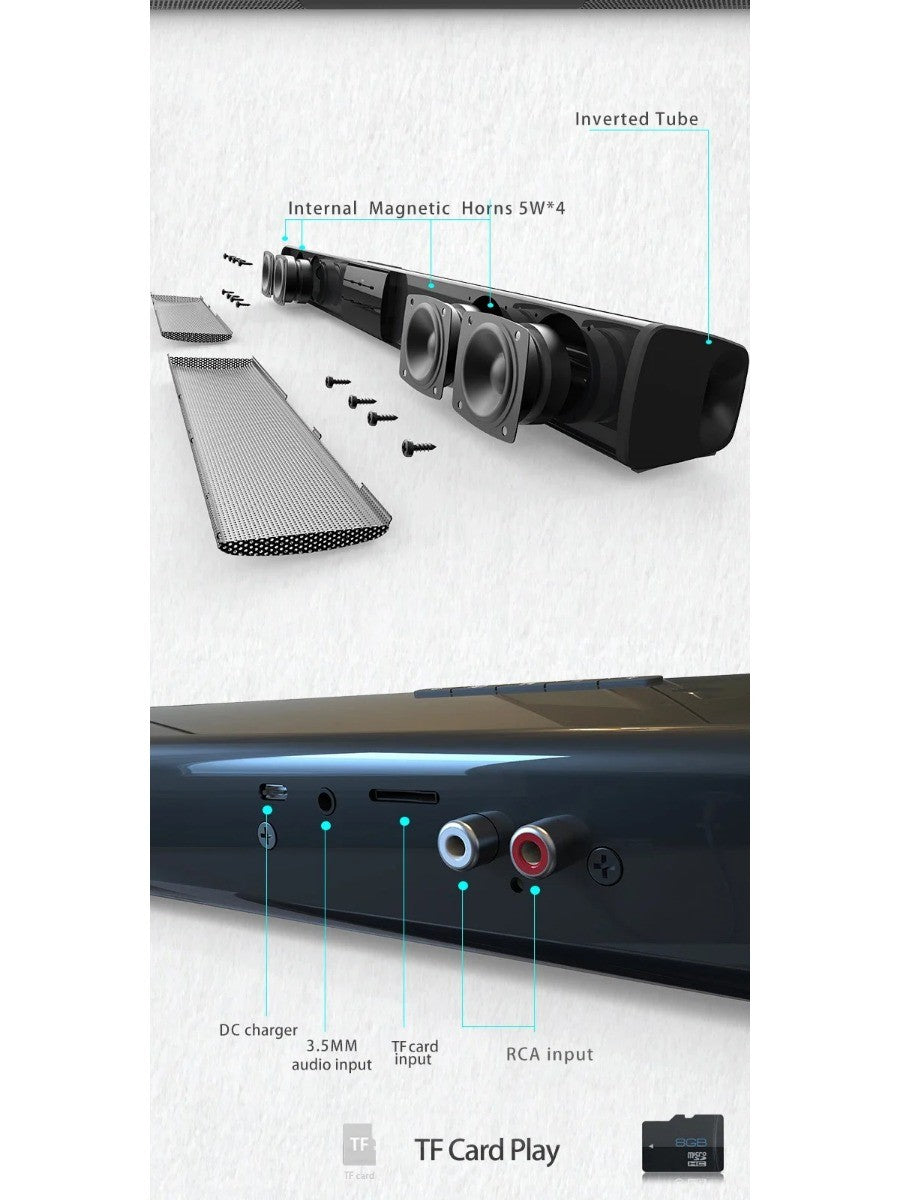 Poderoso Alto-falante Bluetooth Sem Fio para Home Theater Computador TV Carro Soundbar Subwoofer com Graves Fortes Rádio caixa de som