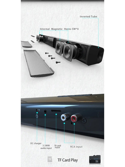 Poderoso Alto-falante Bluetooth Sem Fio para Home Theater Computador TV Carro Soundbar Subwoofer com Graves Fortes Rádio caixa de som