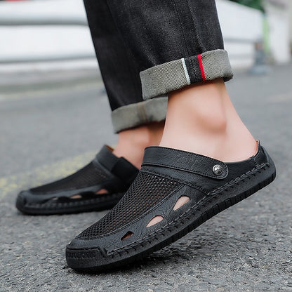 Soft Sole Male Simple Slippers Breathable Mens Summer Sneakers Casual Half Shoes Leisure Walk Half Drag Outdoor Non-Slip Sandals