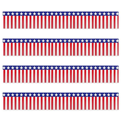 USA Flag Fringe Banner Tinsel Streamer Foil Tassel Garland For Independence Day Fourth Of July Indoor And Outdoor Decoration