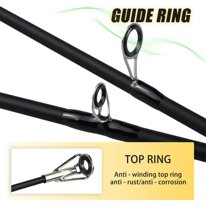 Vara De Pesca De Fibra De Carbono 1.8M/2.1M Vara De Viagem Portátil, Anel Guia De Cerâmica Requintado E Suave, Punho De Eva De Alta Densidade