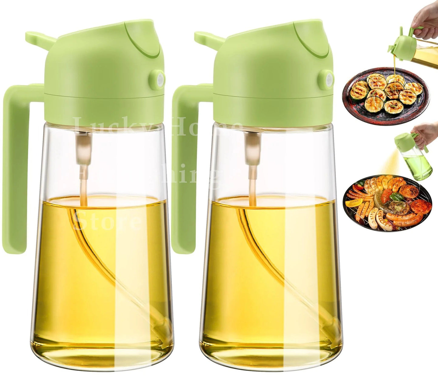 2 in 1 Pour Spray Sprayer Bottle for Kitchen Oil Sprayer Cooking 17oz/500ml Plastics Bottle Food-grade Oil Mister for Air Fryer